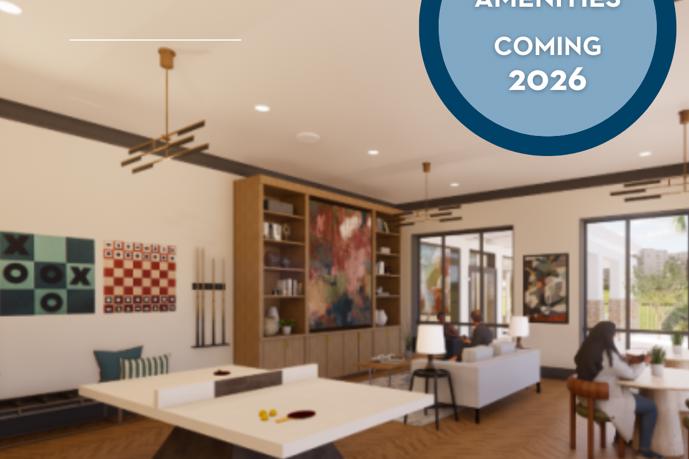 A fitness center equipped with exercise equipment, a spacious wall mirror, and ceiling fans to keep you cool during your workouts at Waterstone at Big Creek in Alpharetta, GA.